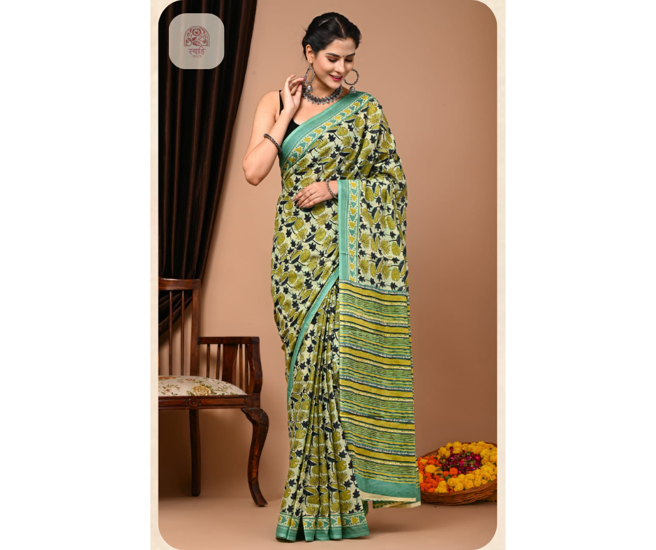 Cotton Mulmul Printed Saree with Blouse